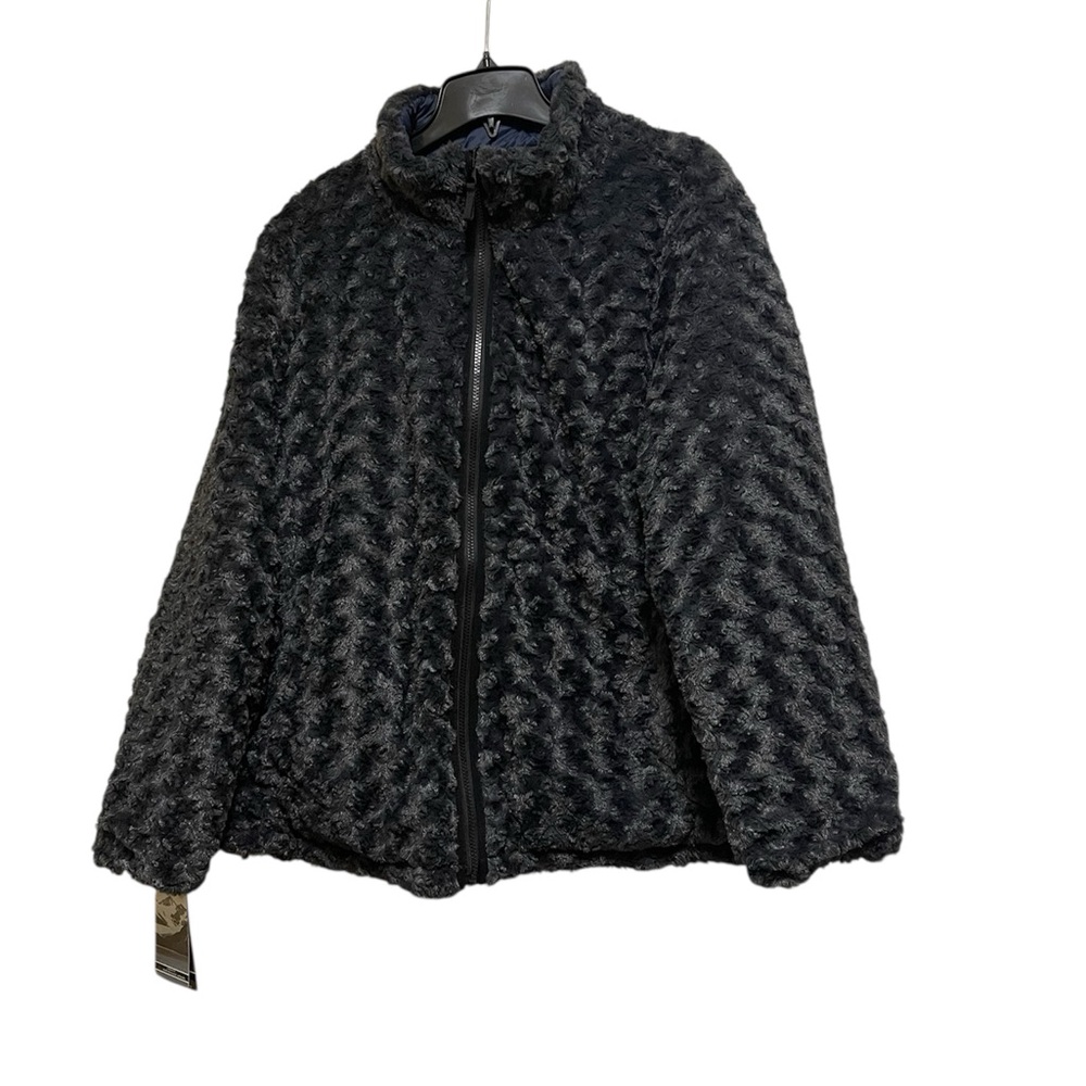 HALITECH PUFFER REVERSIBLE JACKET FAUX FUR WOMENS WATER RESISTANT BLUE/GRAY  2X